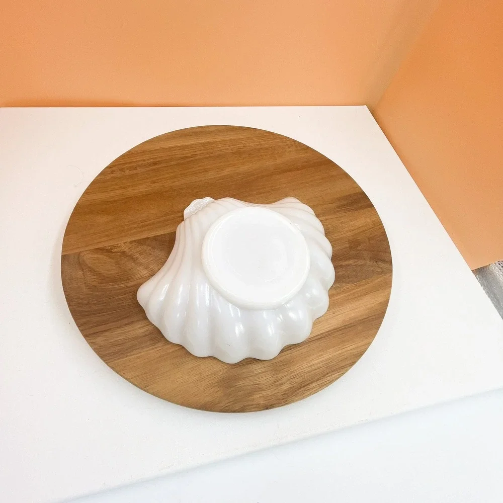 Vintage White Milk Glass Seashell Dish: Ring Holder, Soap Dish (7 inch)